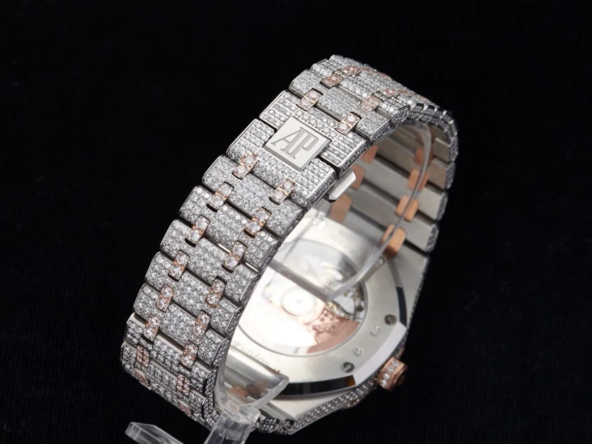 Royal Oak 41mm 15400 Iced Out Steel/Rose Gold in Arabic Markers