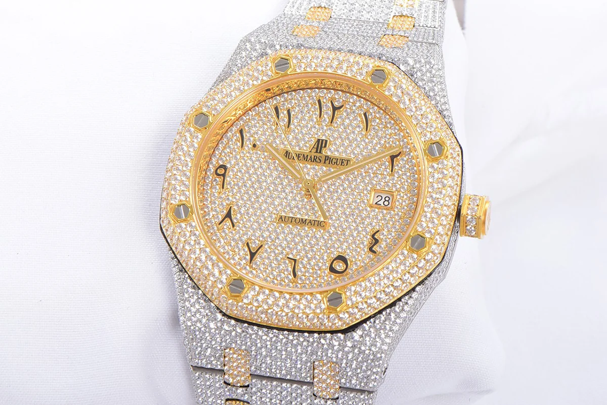 Royal Oak 41mm 15400 Iced Out Steel/Yellow Gold in Arabic Markers