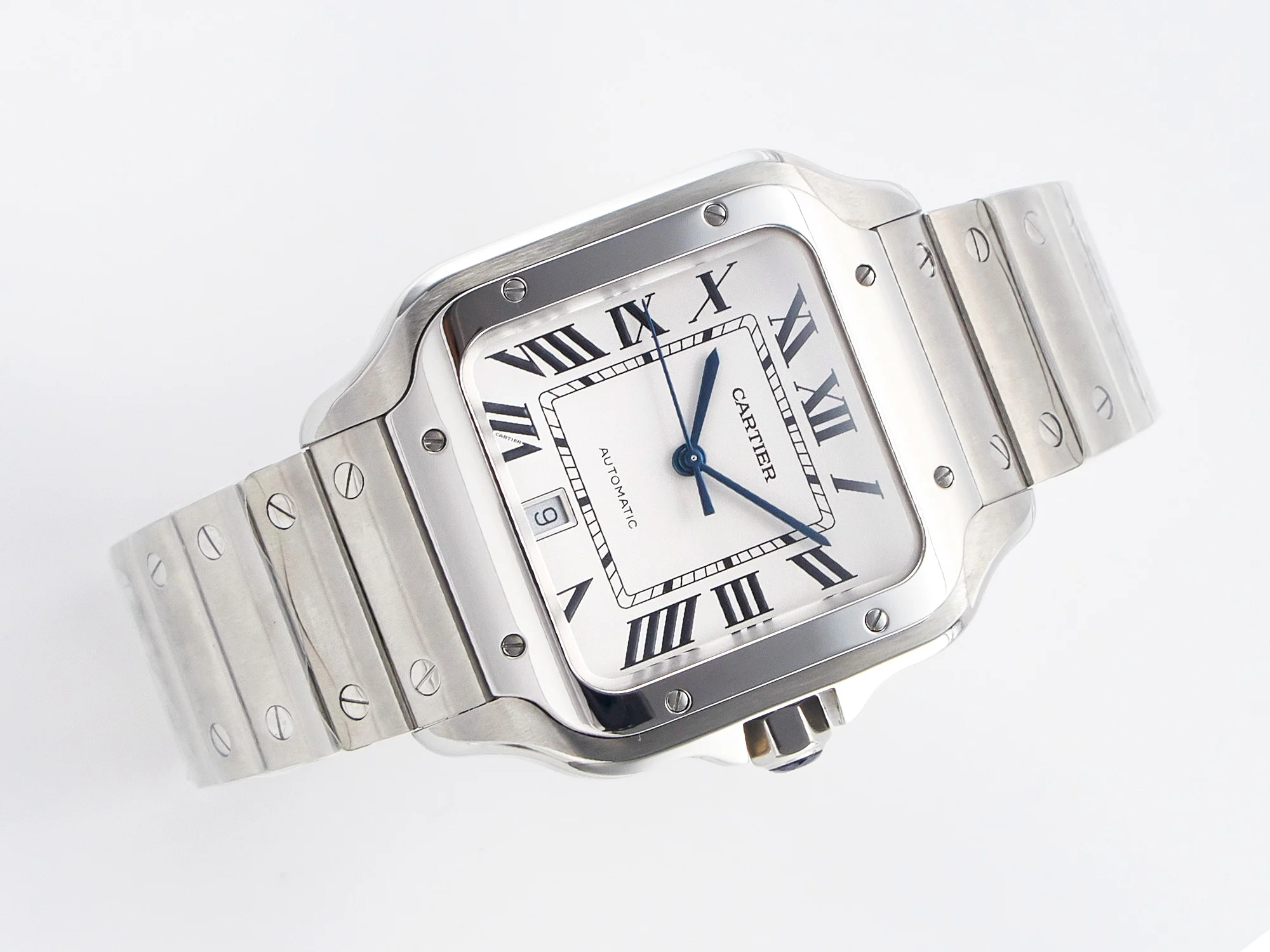 Santos de Cartier 40mm SS BVF 1:1 Best Edition White Dial on SS Bracelet MIYOTA 9015