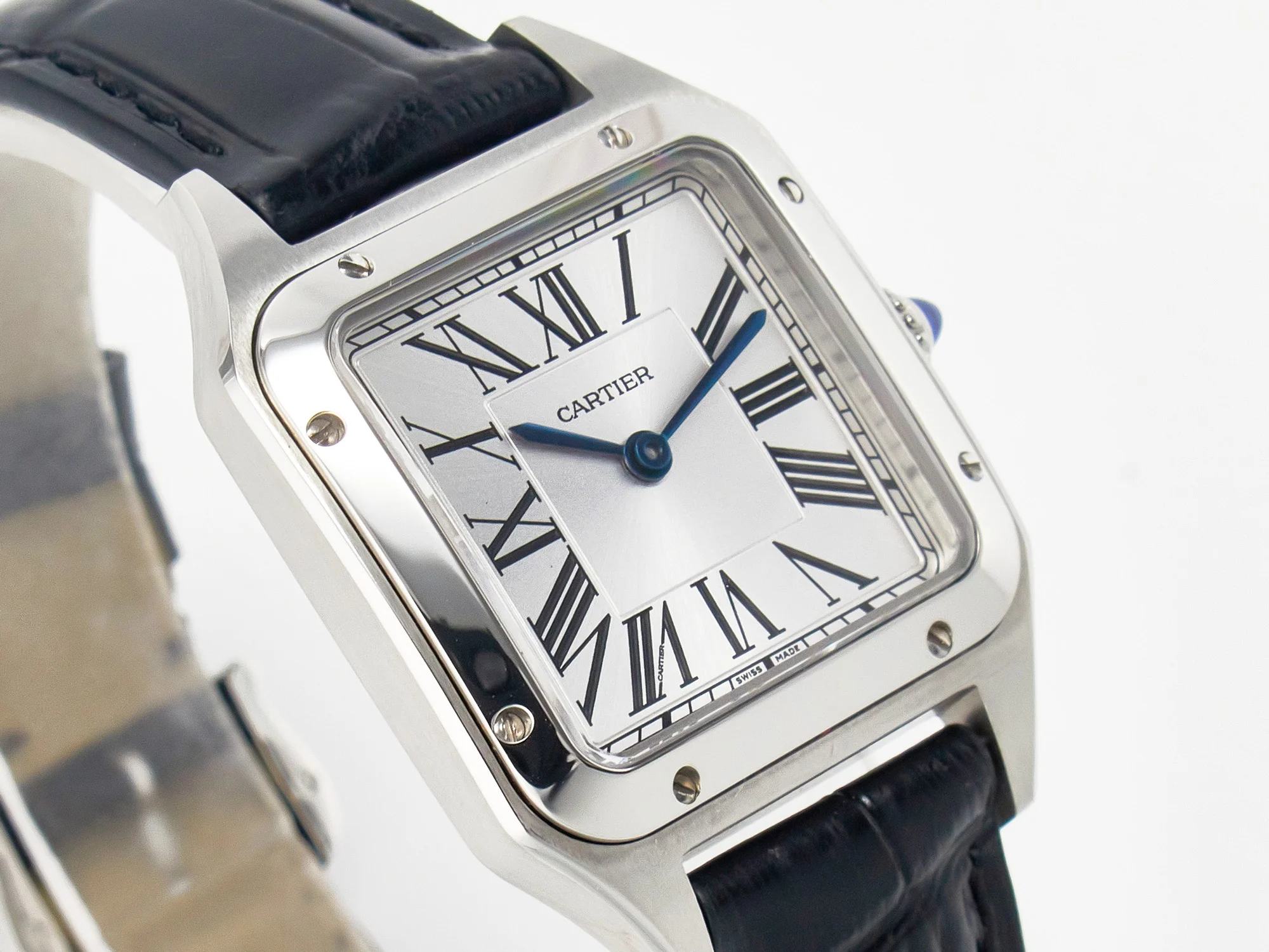 Santos Dumont 27.5mm IWSF Best Edition Silver Dial on Black Leather Strap Quartz
