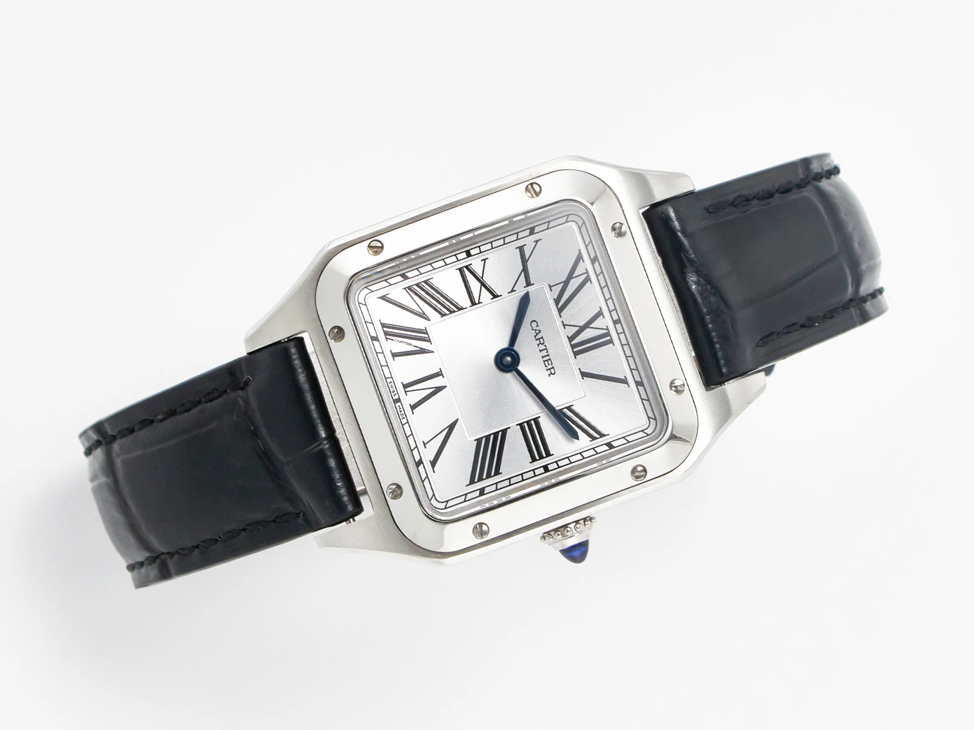Santos Dumont 27.5mm IWSF Best Edition Silver Dial on Black Leather Strap Quartz