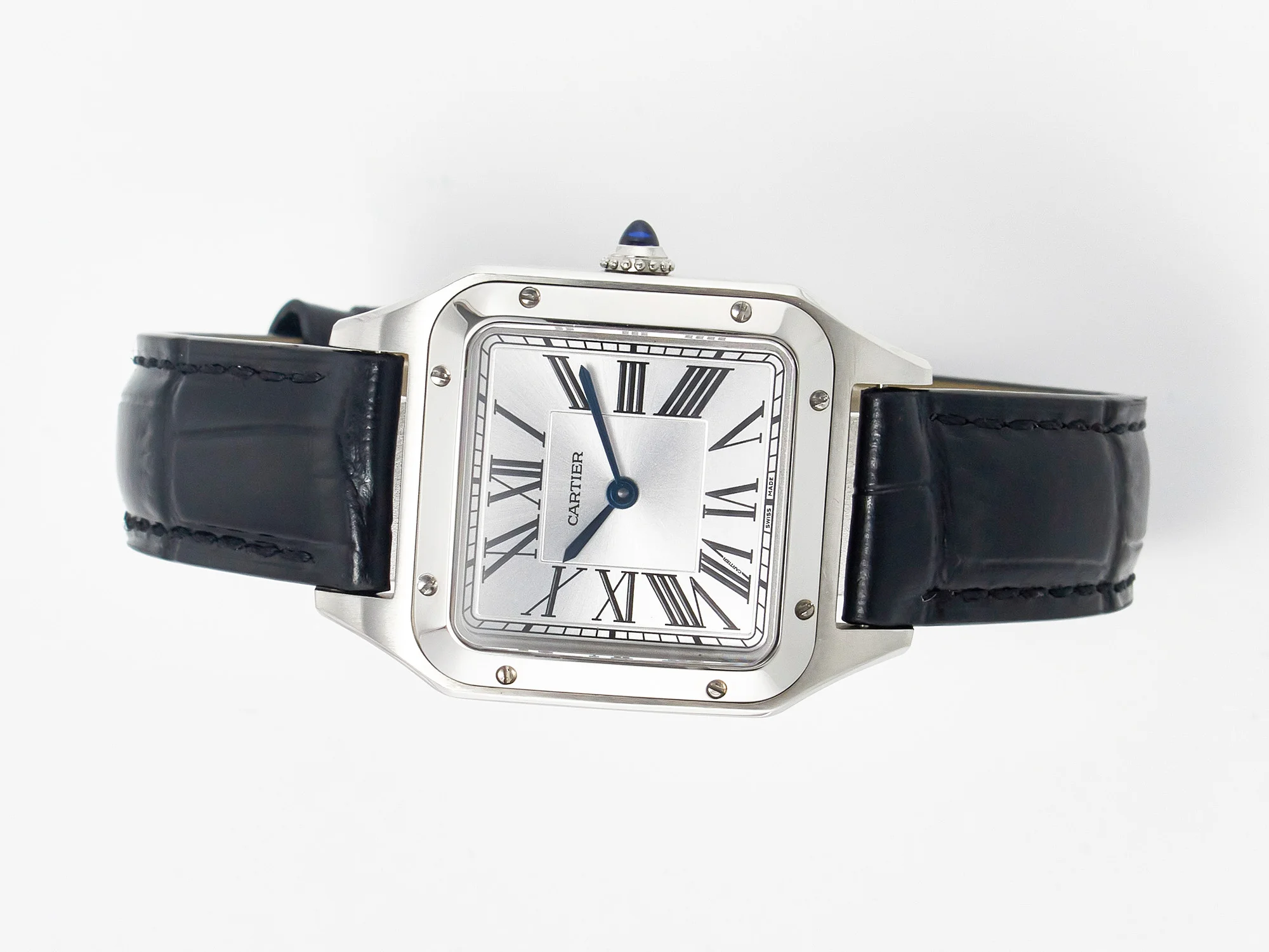 Santos Dumont 27.5mm IWSF Best Edition Silver Dial on Black Leather Strap Quartz