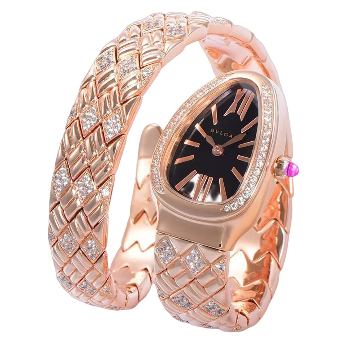 Serpenti Seduttori Watch Black Dial in Rose Gold with Diamonds