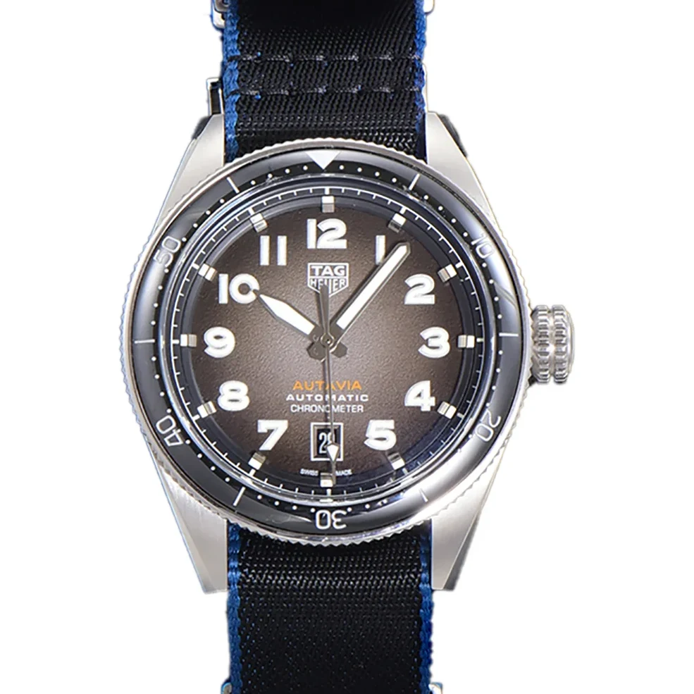 Tag Heuer Autavia Caliber 5 Black Dial with Black Ceramic Bezel on Nylon Strap