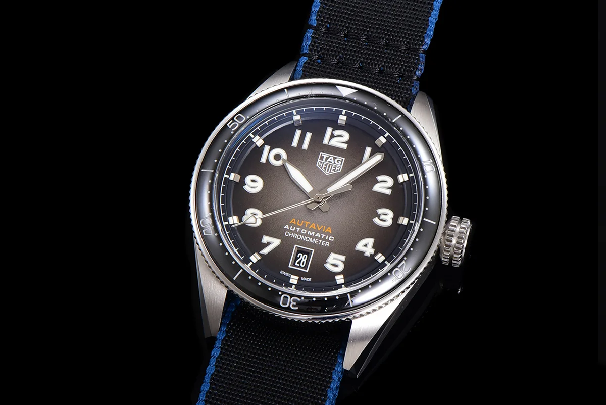 Tag Heuer Autavia Caliber 5 Black Dial with Black Ceramic Bezel on Nylon Strap