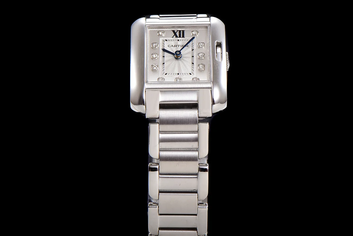 Tank Anglaise 30.2mm White Dial with Diamond Marker in Steel