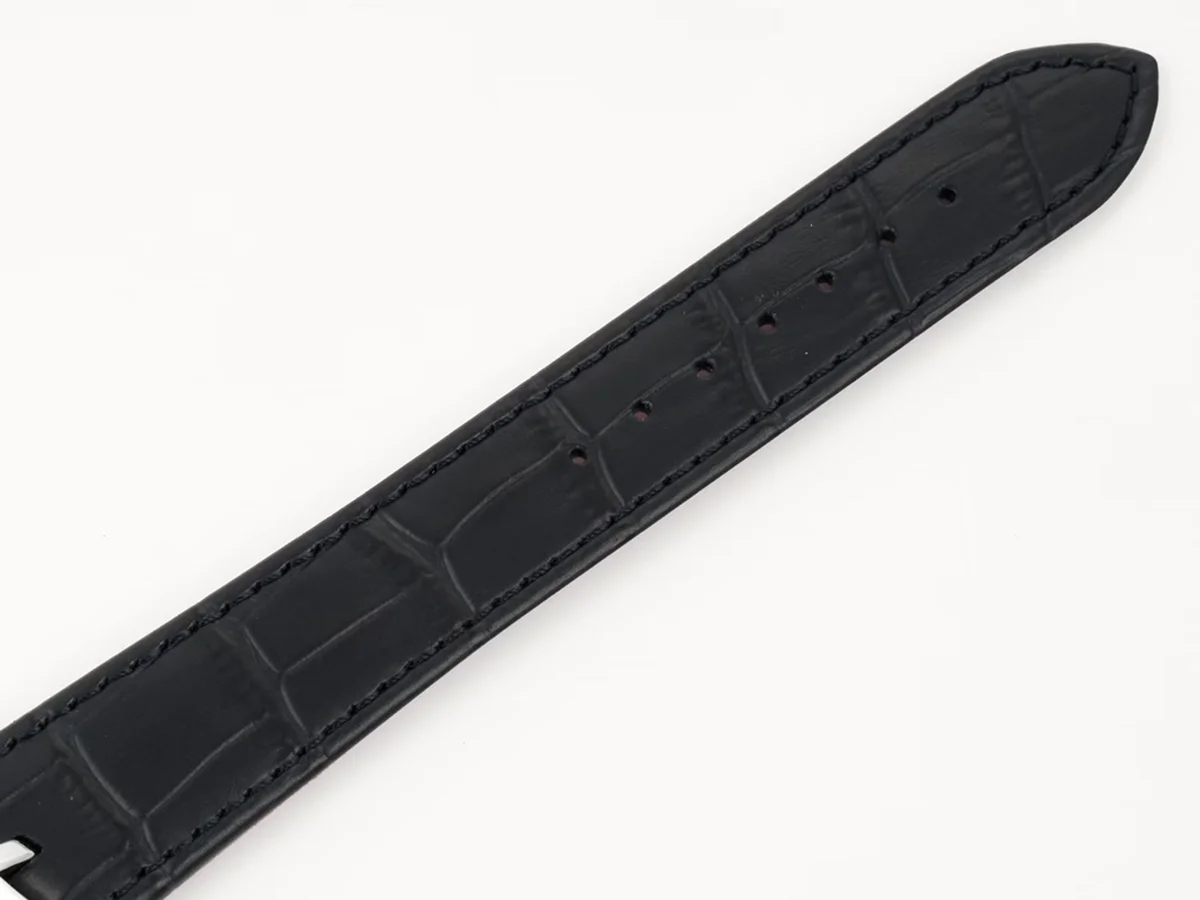 Tank Asymetrique Watch on Steel in Black Leather Strap