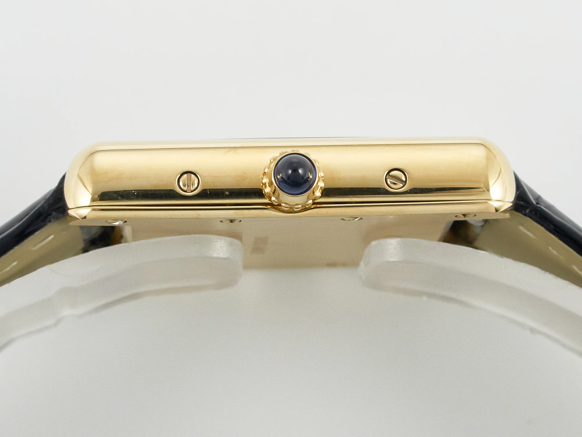 Tank Louis Cartier Small YG 29mm DRF 1:1 Best Edition Black Dial on Black Leather Strap Swiss Quartz