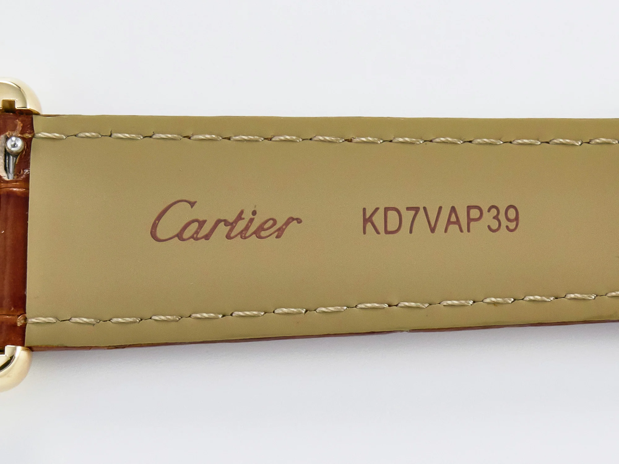 Tank Must Large YG 33.7mm DRF 1:1 Best Edition YG Dial on Brown Leather Strap Swiss Quartz