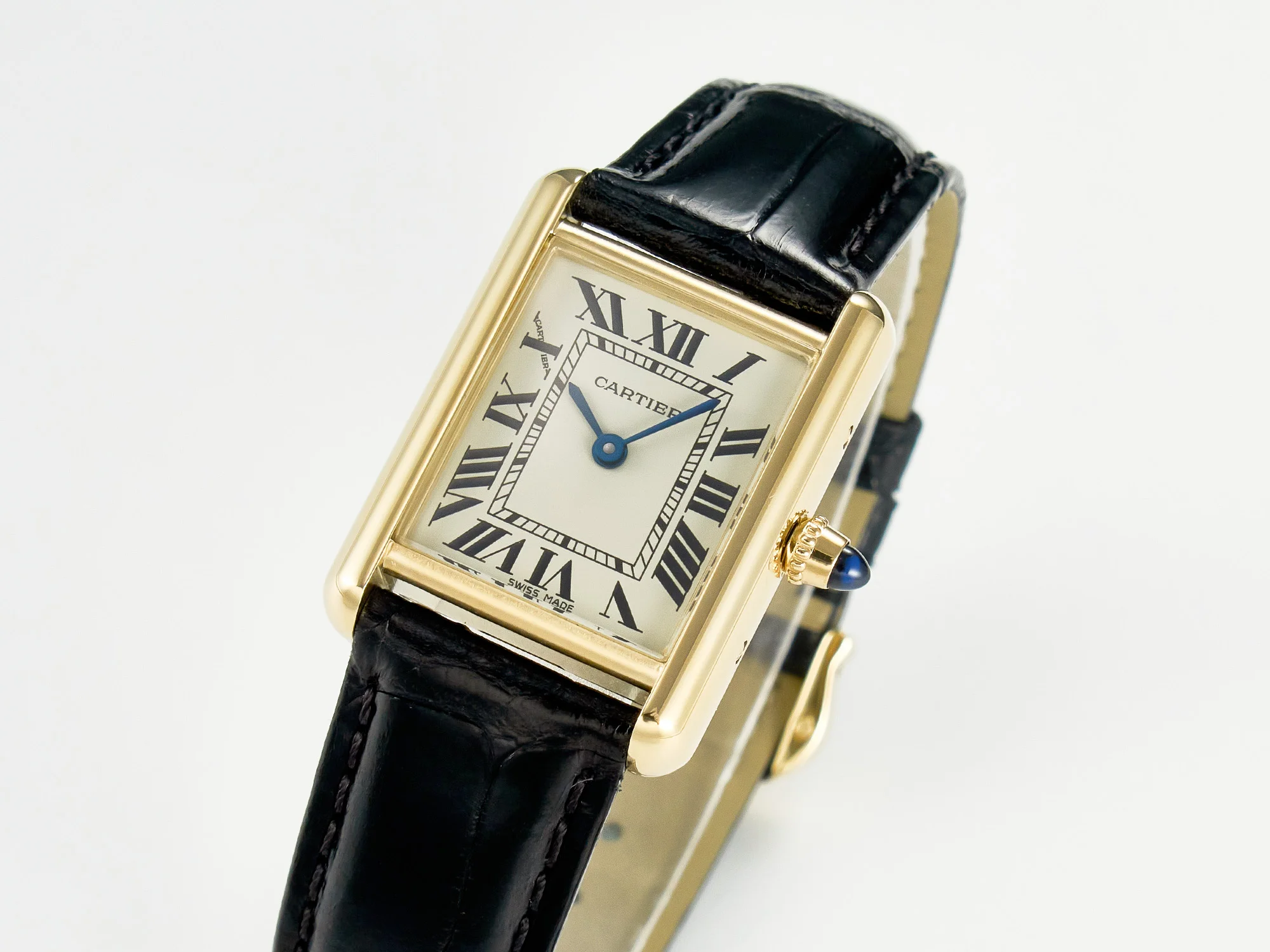 Tank Must Small YG 29mm DRF 1:1 Best Edition YG Dial on Black Leather Strap Swiss Quartz