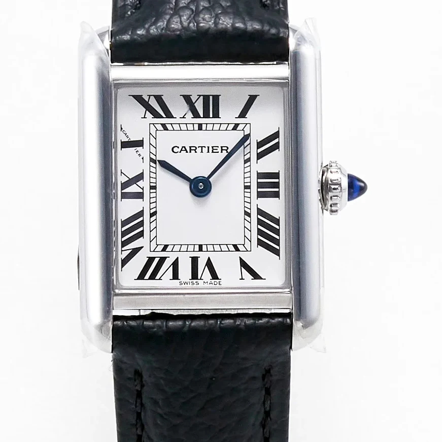 Tank Solo Ladies 28mm SS AF 1:1 Best Edition White Dial on Black Leather Strap Ronda Quartz