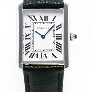 Tank Solo Ladies 33.7mm SS AF 1:1 Best Edition White Dial on Black Leather Strap Ronda Quartz