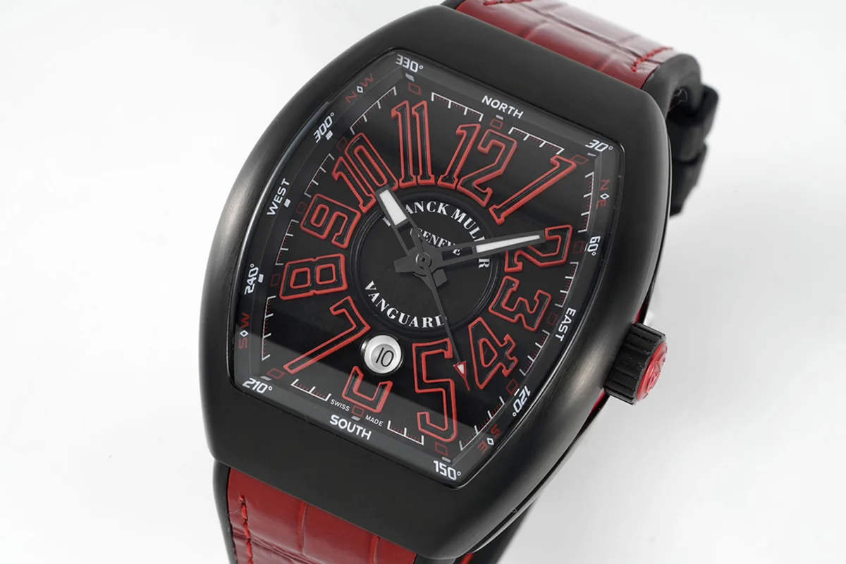 Vanguard Black Dial with Red Markers in PVD V 45