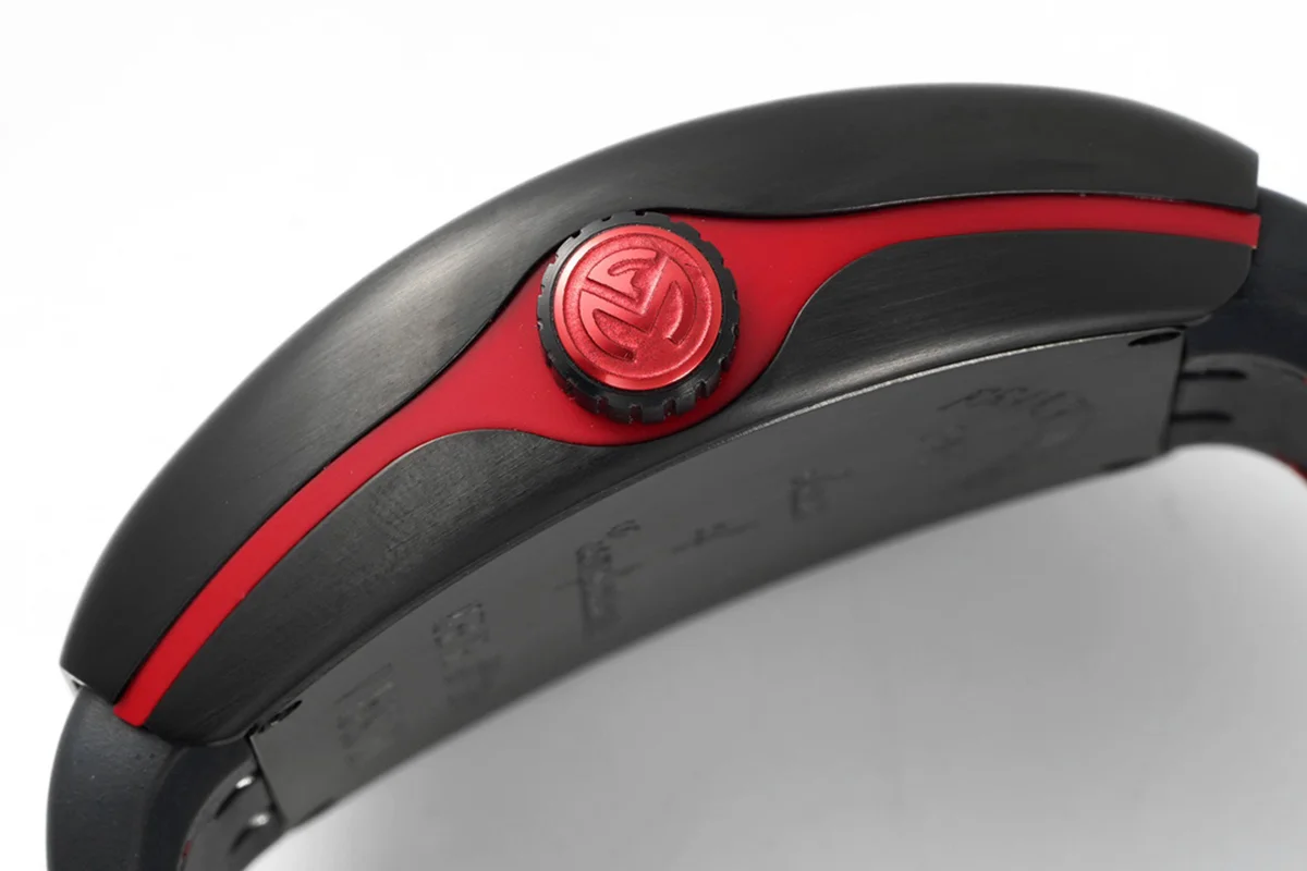 Vanguard Black Dial with Red Markers in PVD V 45