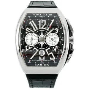 Vanguard V45 Chronograph Black/White Dial with White Marker in Steel on Leather Strap