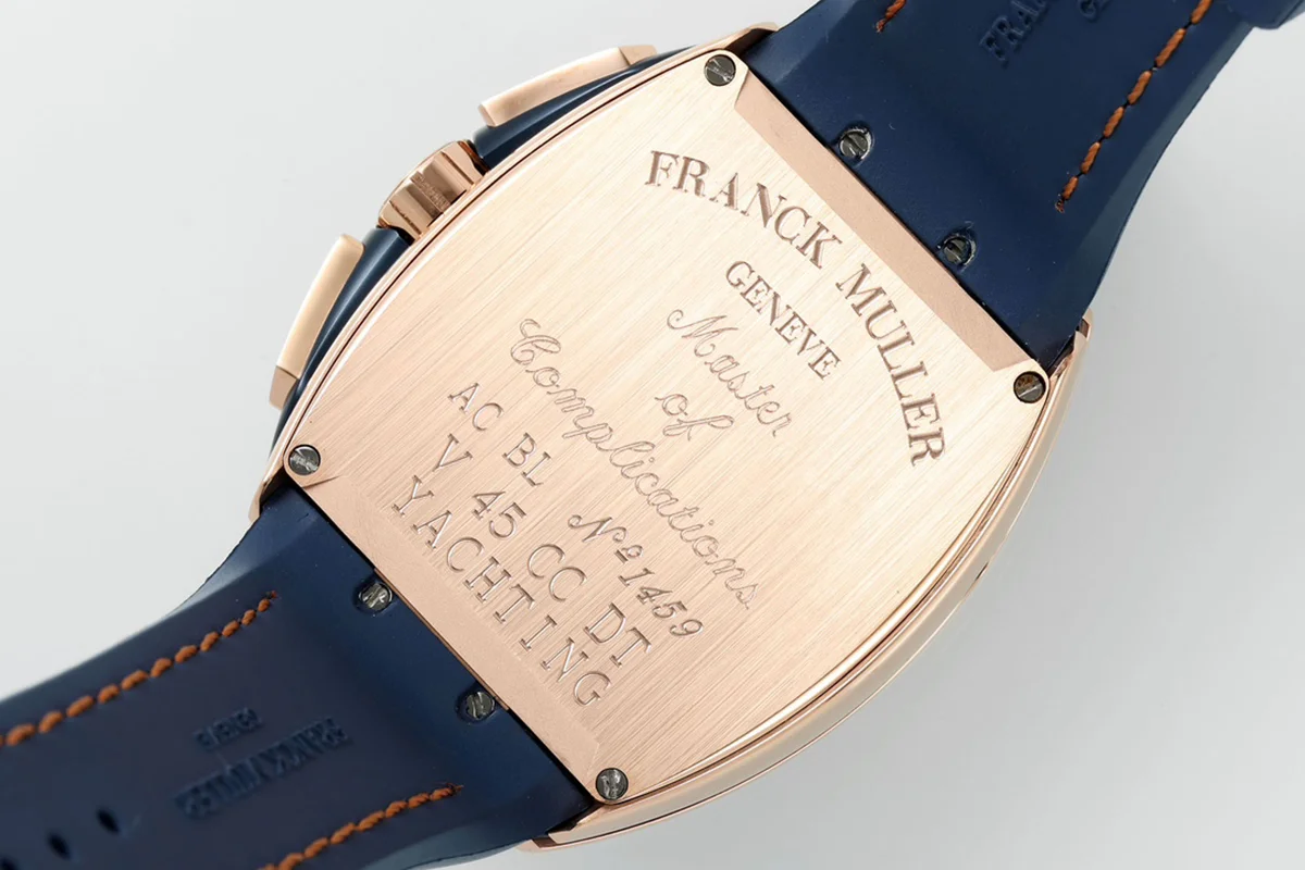 Vanguard V45 Chronograph Blue/White Dial with White Marker in Rose Gold on Leather Strap