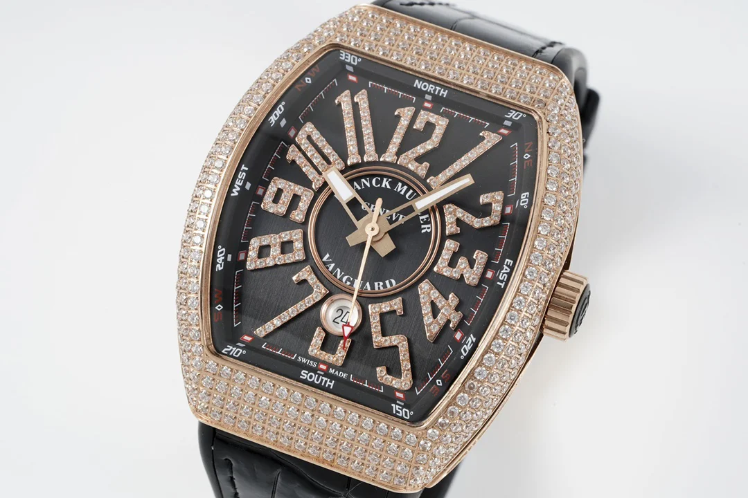Vanguard V45 Yachting Diamond Dial with White Markers and Diamond Bezel in Rose Gold