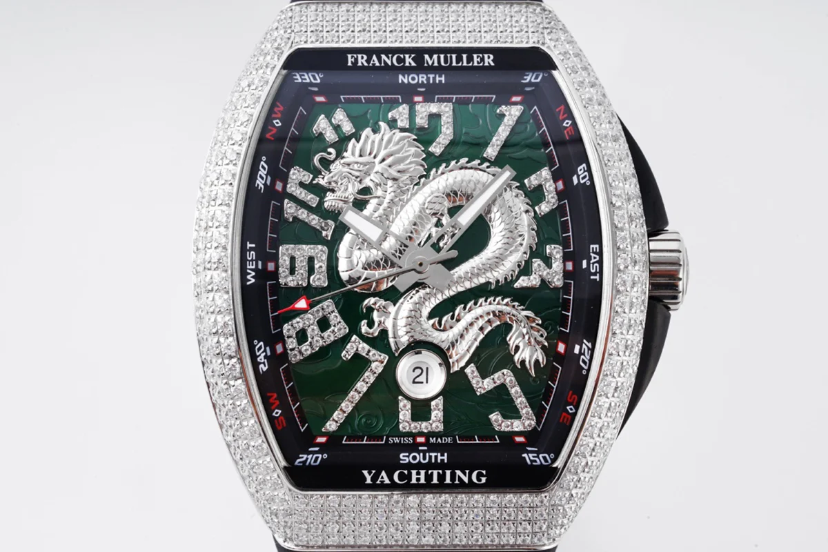 Vanguard Yachting Dragon V45YT Green Dial with Diamond Bezel